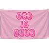 God Is Good Poster Tapestry Pink Preppy Christian Wall Poster Decor 3X5 Ft Funny Tapestry Decoration for College Bedroom Room Dorm Wall Aesthetic