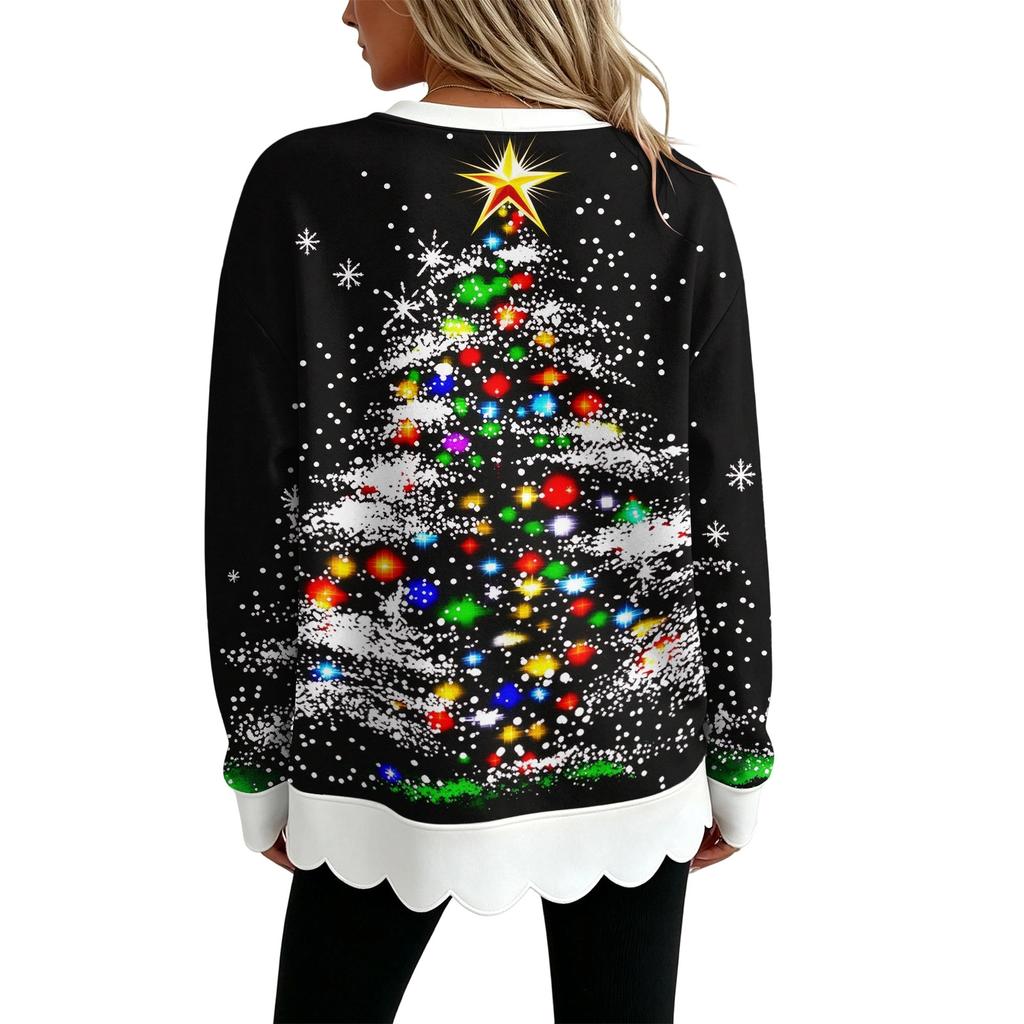 Women's Casual Lace Print Crewneck Sweatshirt Long Sleeve Pullover Top for Everyday Wear