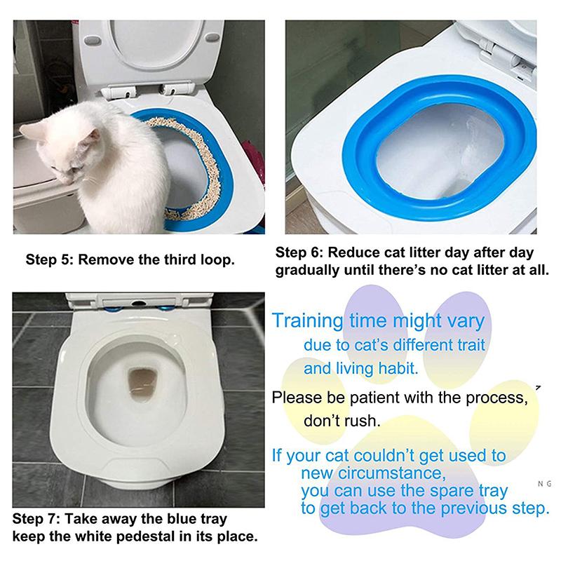 Katzen-Toilettentrainingsset Wiederverwendbare Welpen-Katzenstreumatte Katzen-Toilettentrainer Toilette Haustiere Reinigung Katzen-Toilettentrainingswerkzeug