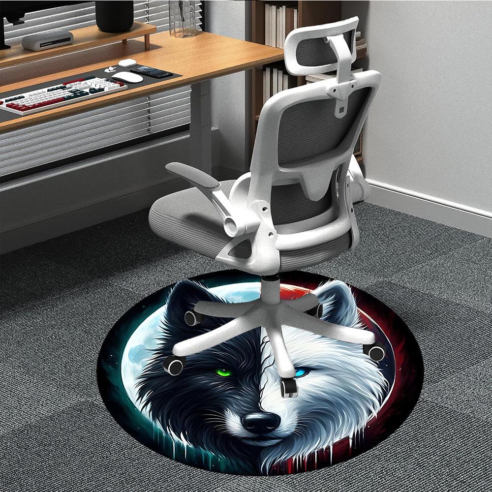 1 Stück Wolfsmond Büro Runder Teppich, Unter Bürostühlen Schlafzimmer Wohnzimmer Heimdekoration, Raumdeko, In Verschiedenen Größen Erhältlich