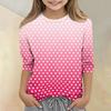 Kids Polka Dot Print Crew Neck Three Quarter Sleeve Casual T Shirt Comfortable Fit Soft Fabric Durable Stitching Suitable for Daily Wear