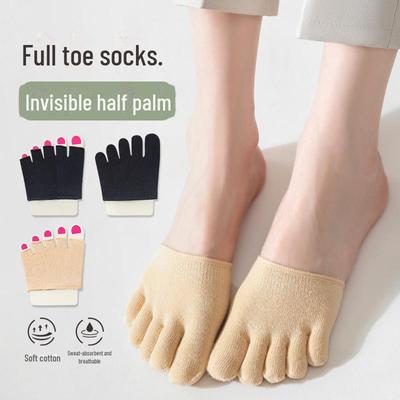 Dames lente- en zomer half-palm antislip katoenen bootsokken - Onzichtbaar, Dun, Bedekking voor de voorvoet