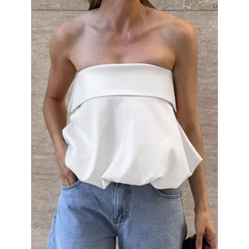 Fashion Style Fashion New Arrival Tops French Satin Sexy Tube Top Backless Lace up Vest Sexy Vest Top