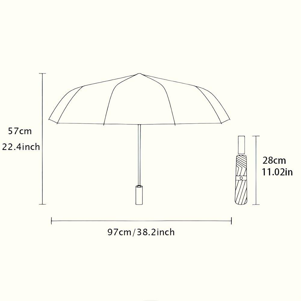 1pc Automatic Umbrella with Glowing Rose & Celestial Design - Portable Collapsible, 8-Rib Durable Iron Frame, Compact Travel U