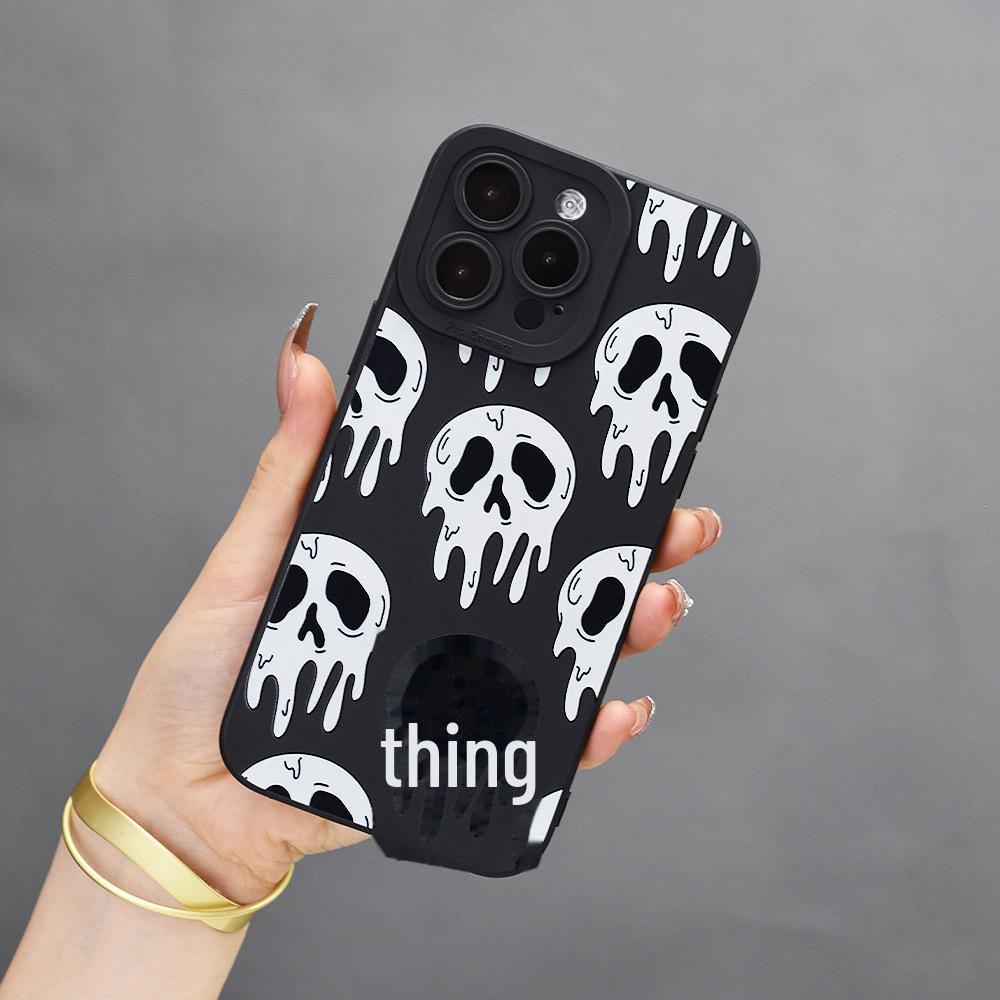 

М який футляр для iPhone 15 із повним покриттям черепа-привида: Захист від падіння iPhone 7/8/SE2/SE3 чорний