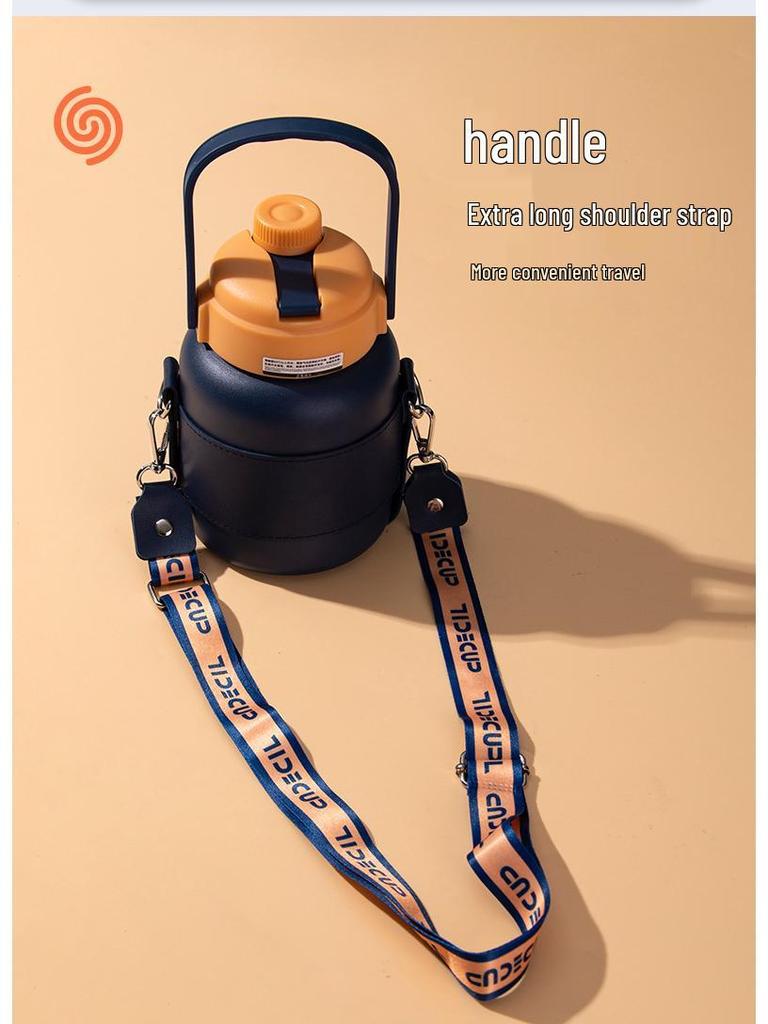 Large Capacity Insulated Crossbody Water Bottle for Girls - Portable, Handheld, with Straw