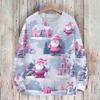 Ladies' Fashionable And Casual Christmas Cute Printed Round Neck Long Sleeved Knitted Yarn