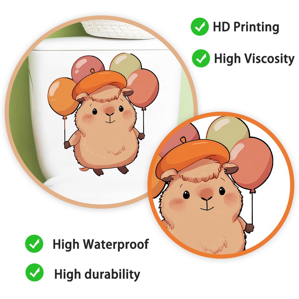 Cute Cartoon Guinea Pig Toilet Sticker Self-Adhesive Removable for Bathroom Home Decor