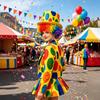 Colorful Afro Clown Wig Top Hat Set Funny Polka Dot Print High Hat Kinky Curly Wig  Carnival