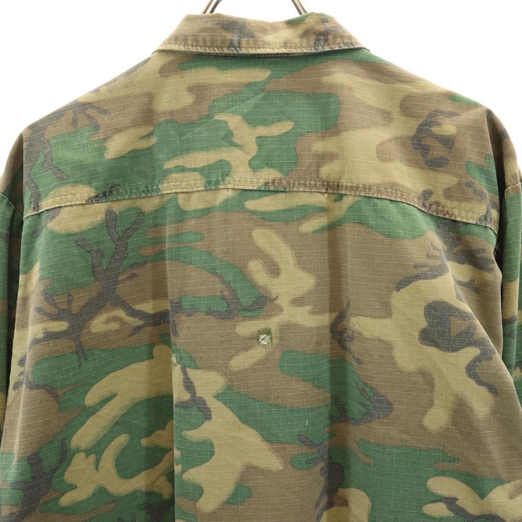 US ARMY 60s 70s Vintage 5th Brown Leaf Camo Pattern Jungle Fatigue Jacket Men's Used