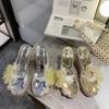 Fashion New Summer Flower Decoration Platform Wedges Sandals Women Fashion Silver High Heels Female Summer Gold Shoes Size 34-40