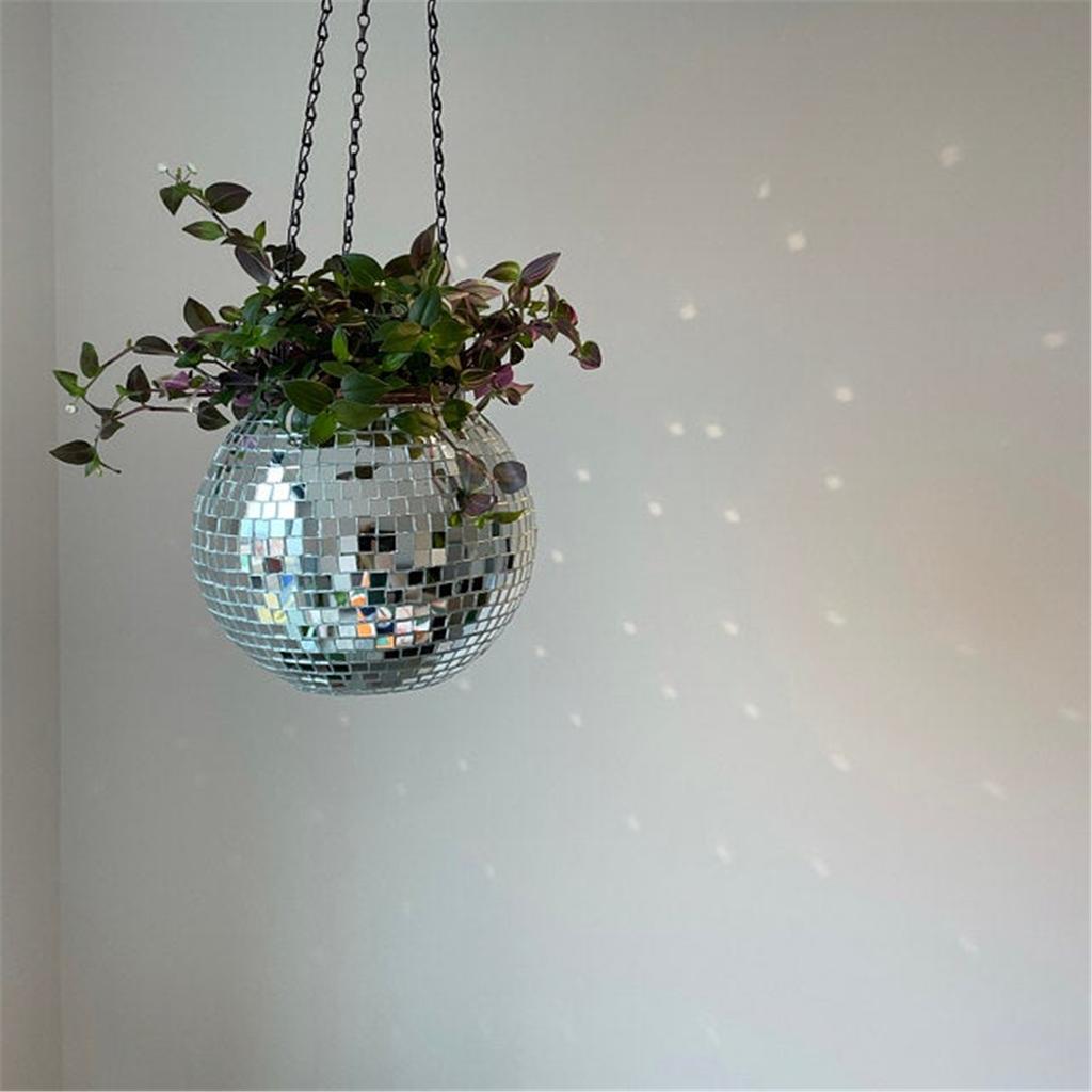 Home Hanging Mirror Ball Planter Decorative Plant Pots Hanging Flower Pot for Indoor Outdoor Home Garden Decor WWO66