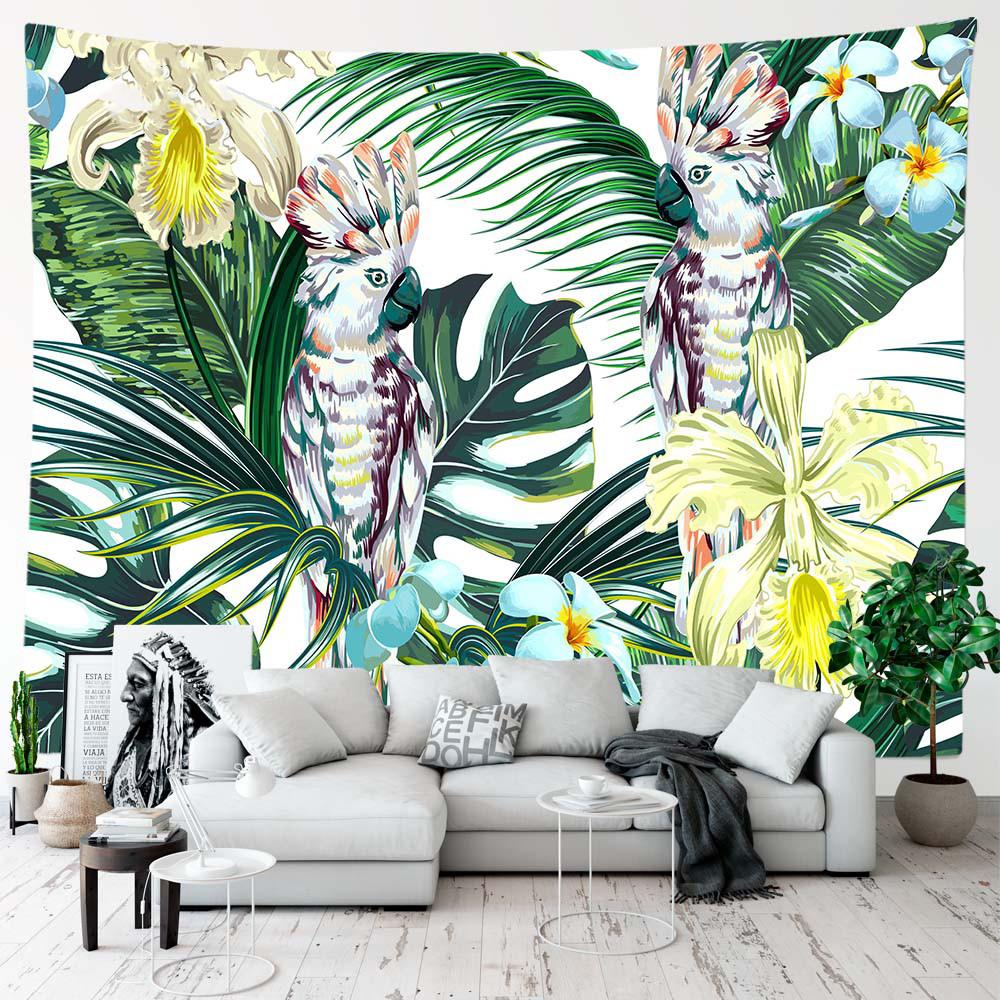 Tapiserie cu plante, agățat pe perete, pentru decorarea camerei, frunze tropicale, peisaj, flori, fundal, decor pentru dormitor