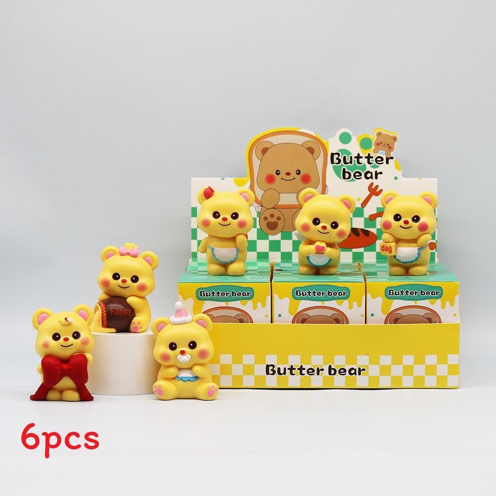 Pvc Butter Bear Playful Figurine Sets With Dessert Theme For Enthusiasts Fans