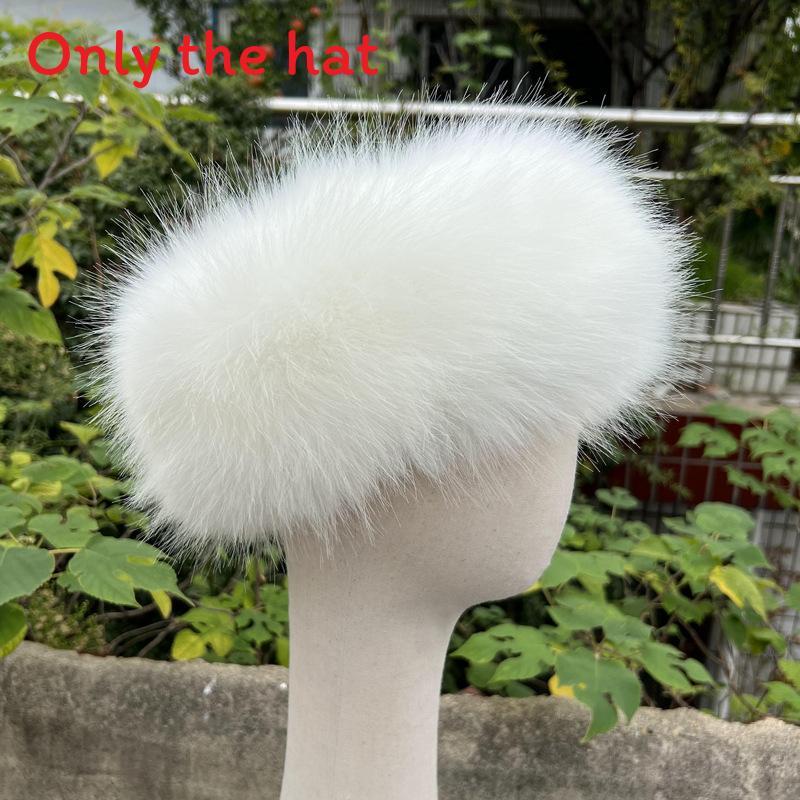 

Plush Hollow Top Hat For Women Warm Protective White