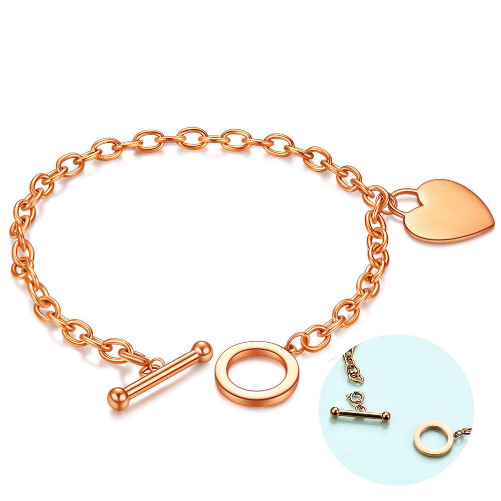 European Style Stainless Steel Bracelet with Laser-Engraved Love Logo: Stylish, Smooth, Simple Design for Women.