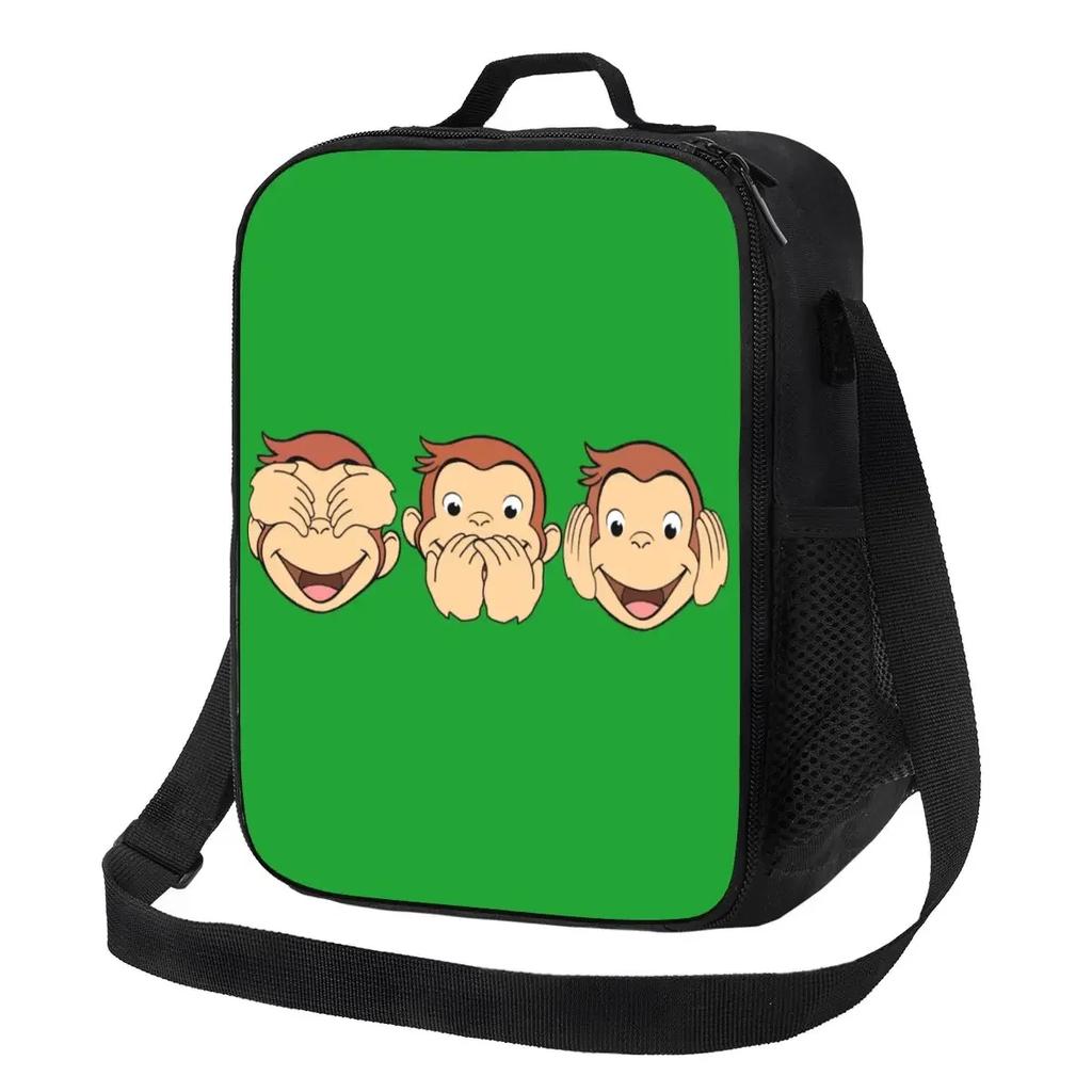 Neugieriger George Manga Isolierte Lunchtaschen für Frauen Wiederverwendbare Kühltasche Thermische Lebensmittel Bento Box Outdoor Camping Reisen