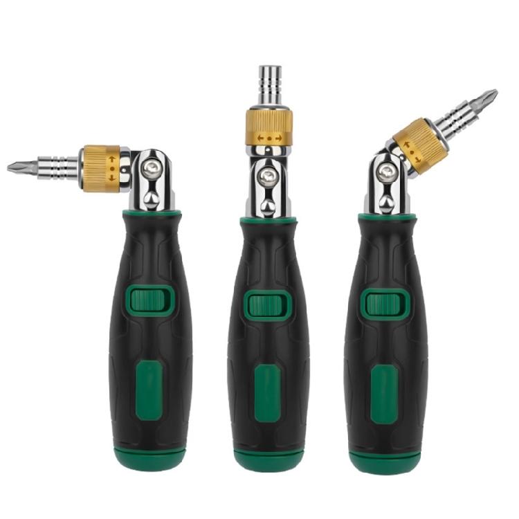 10 Function Ratcheting Screwdriver Tool Set Carbon Steel Tip 360 Degree Swivels Mechanism Professional Solid Storage