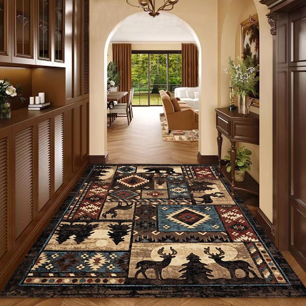 Retro Style Big Size Carpet Living Room Non-slip Animal Pattern Study Soft Decoration Rug Easy Clean Entrance Door Mat Lint-free