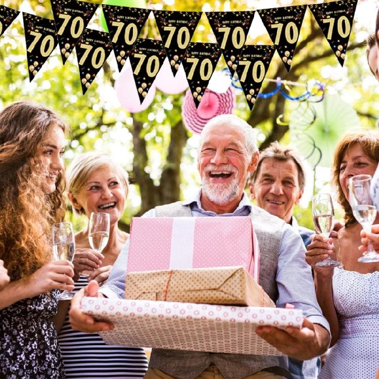 Geburtstagsparty Wimpelkette Hängende Dekoration Schwarz Gold Wimpelkette Geburtstagsfeier Zubehör für Festival Anlass Fotografie