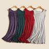 Robe Longue Sans Manches Élégante pour Femme en Soie de Mûrier avec Ourlet Large - Couleur Unie, Grande Taille pour le Trajet Quotidien