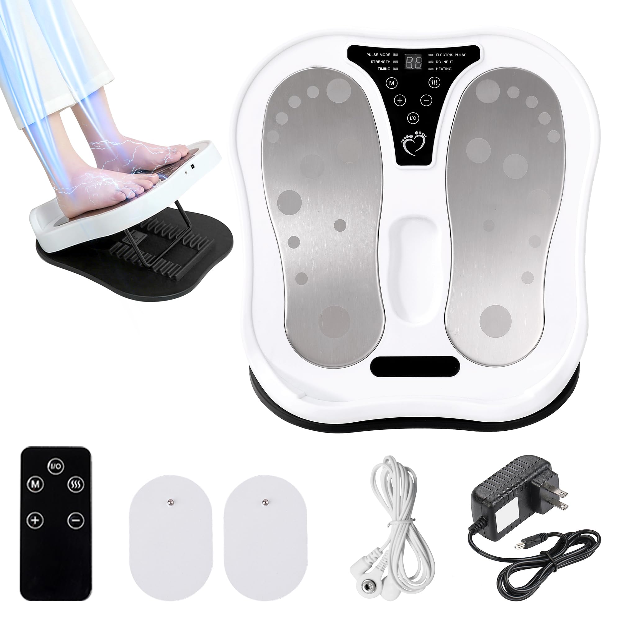 

Cordless Heating EMS Foot Care for and 15 50 Intensity Stretch Board with Japanese for Home Use & Feet, Legs, Thighs, Calves, Modes, Levels, белый