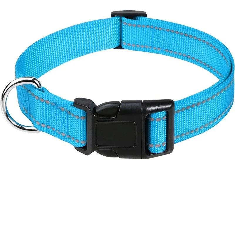 Reflective Dog Collar Strap with Adjustable Safety Nylon Pet Collar Pet Traction Rope Suitable for Small and Medium-Sized Pets
