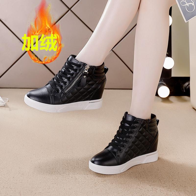 Весна и лето новая внутренняя высота женская обувь повседневная обувь шнуровка молния танкетка высокая обувь женщины 40 6440₽