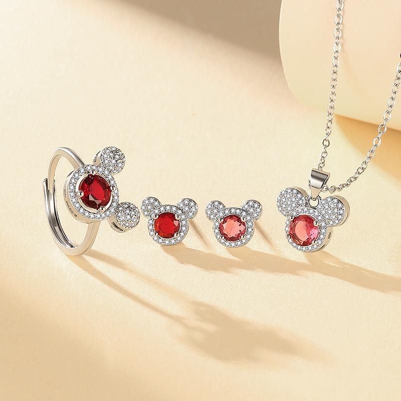 Mehrfarbiges Edelstein Königin Krone Halskette, Ring, Ohrringe & Anhänger Set für Frauen