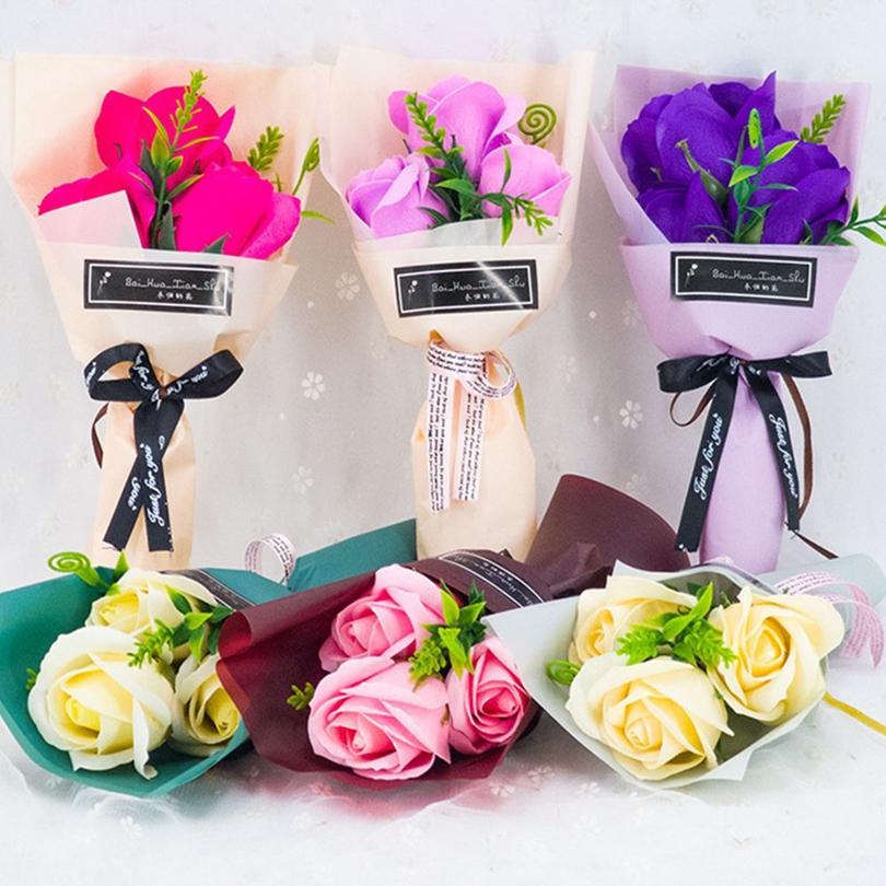 Soap Roses Flower Wedding Wall Home Garden Wreath Decor Festival Party Diy Gift Box Bride Bouquet Wrist Flower Accessories Cheap