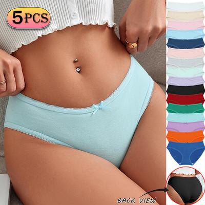 5Pcs Seamless Briefs Low-Rise Underwear for Women Hipster No Show Panties Soft Stretch Bikini Invisible Breathable Sewn Crotch