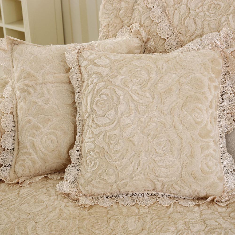 European High-End Thick Flannel Sofa Cushion Cushion Fashion Rose Non-Slip Sofa Cover Sofa Towel Covers