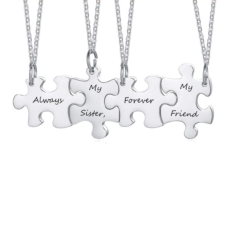Personalisierte Puzzle-Halskette Freundschaft Individueller Anhänger 2/3/4/5 Teile Beste Freunde BFF Edelstahl Brautjungfern-Geschenk