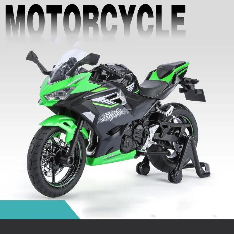 1/12 Kawasaki Ninja 400 Alloy Diecast Motorcycle Model Vehicle Collection Sound & Light Off Road Autocycle Toy Car Model