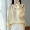 Blue Off-Shoulder 3D Flower Wool Sweater for Women