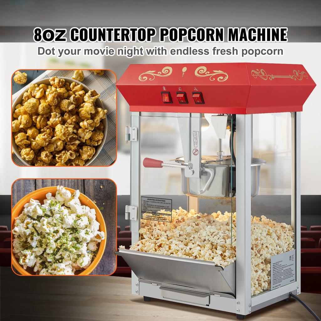 SucceBuy 8 12Oz Popcorn MakerPopcorn Popper Machine Kettle Makes Countertop Popcorn Maker with Tempered Glass
