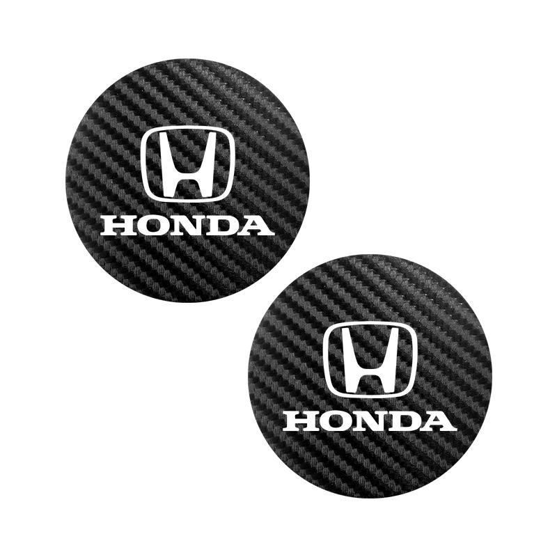 

For Honda Civic Fit Jazz Accord Pilot CRV Odyssey Passport City 2Pcs Car Carbon Leather Water Cup Pad Anti-noise Coaster Mat carbon fiber
