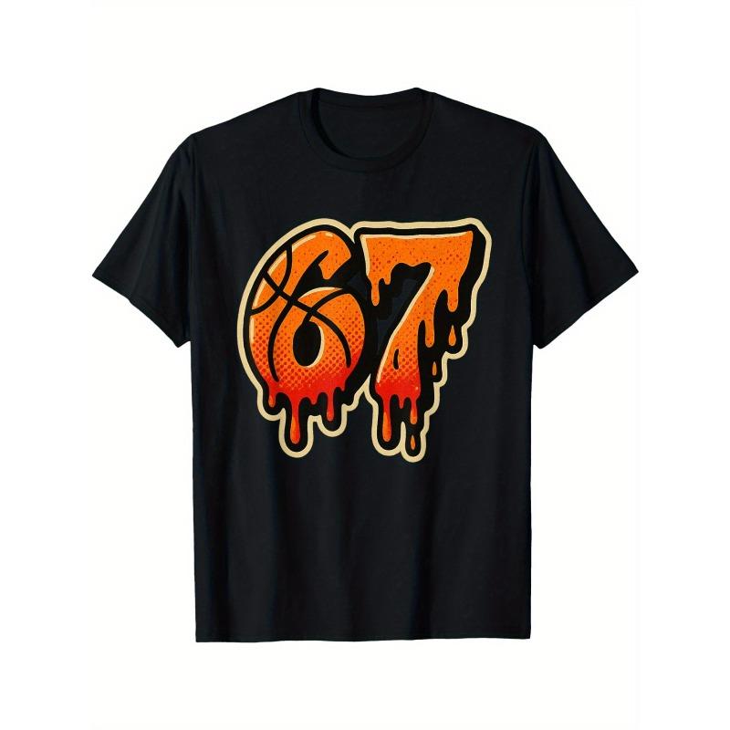 

European sizes Men s T-Shirt with Ice Cream Drip Logo Print, Round Neck Short Sleeve, Street Style Top for Basketball Enthusiasts, Men S Print T-Shirt S чёрный