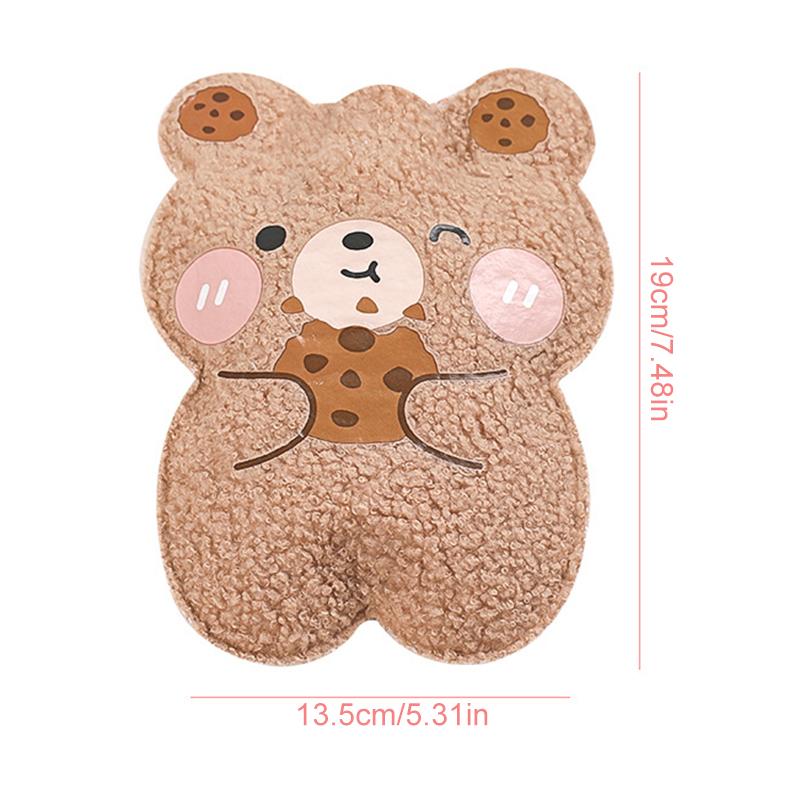 Mini Water Warmer Cartoon Plush Bear Hot Water Bottle Water Filling Bear Flannel Portable Student Hand Warmer Cute