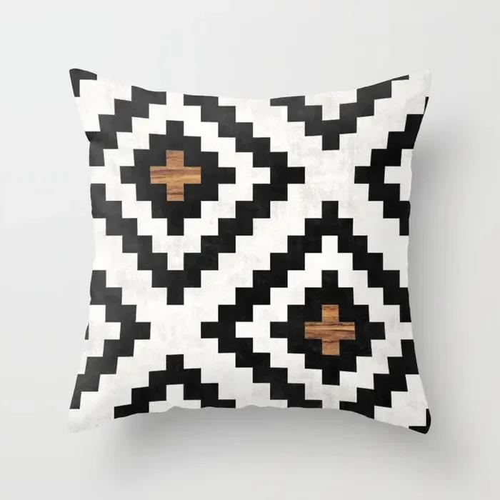 Farmhouse Home Decor Sofa Pillow Creative Wood Grain Marble Pillowcase Fashion Geometric Cushion Cover 40x40cm  50x50