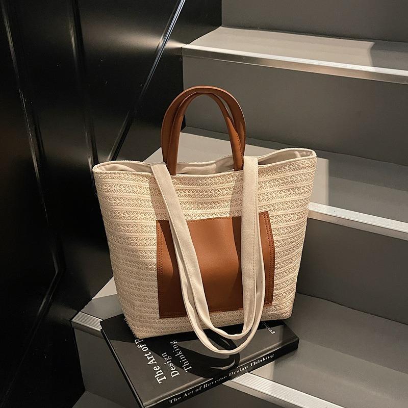 Woven Big Bag Women's New High-end Shoulder Straw Bag Large Capacity Fashion Commuter Tote Bag