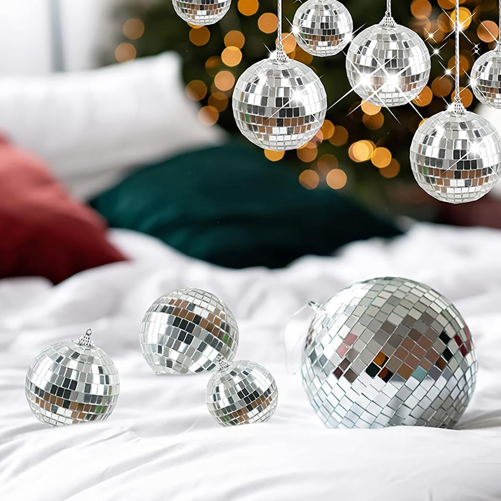 6pcs-Reflective Mirror Ball Glass Disco Ball Laser Ball Cake Decoration Party Decoration Wedding Decoration Christmas