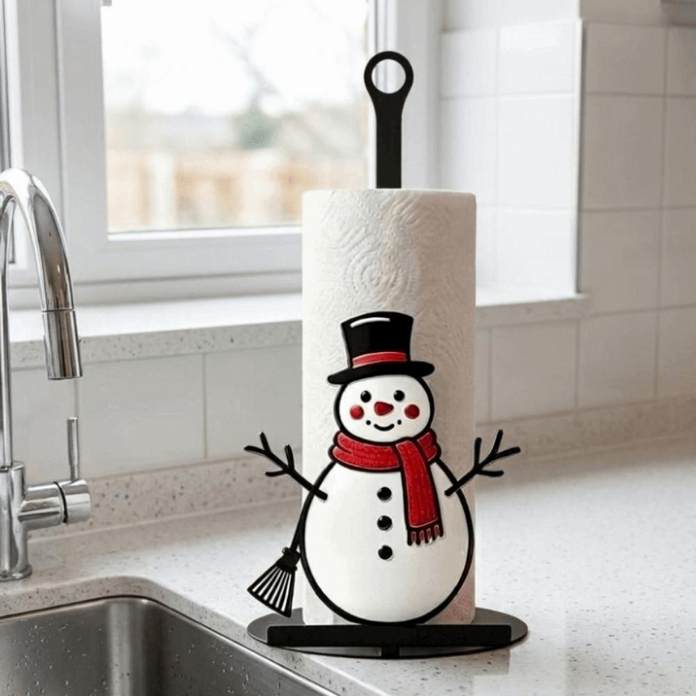 Wooden Base Santa Claus Towel Stand Acrylic Roll Paper Towel Holder Tissue Stand For Kitchen