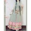 Women's Ming Dynasty Hanfu Set - Traditional Chinese Stand Collar Long Shirt, Embroidered Vest & Floral Mamian Skirt For Cosplay Festival