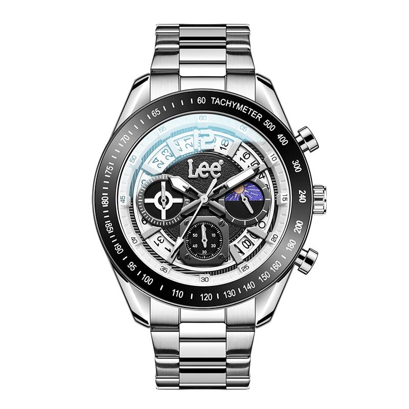 Lee Наручные часы Кварцевый механизм Стальной ремешок Черный циферблат Мужские часы M470-LEE 69LEF-M470ABDS-SSSY