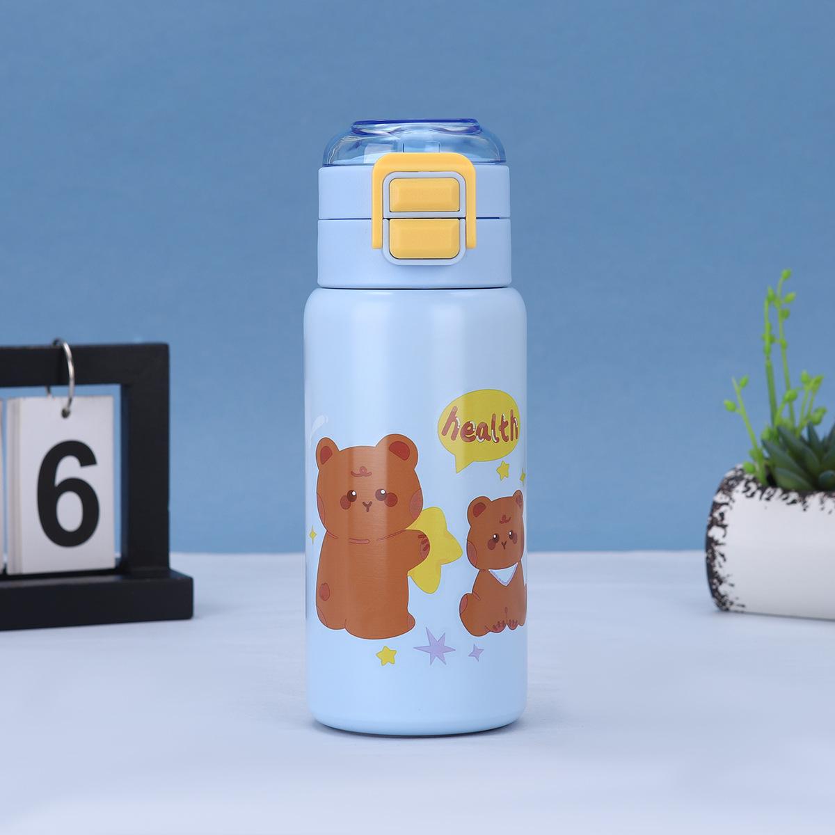 

MOE Fun Steel Kids Thermos Mug Cartoon Cute Kids Water Cup A Cover Dual-purpose Double SJump Drinking Cup Durable Durable 420ml