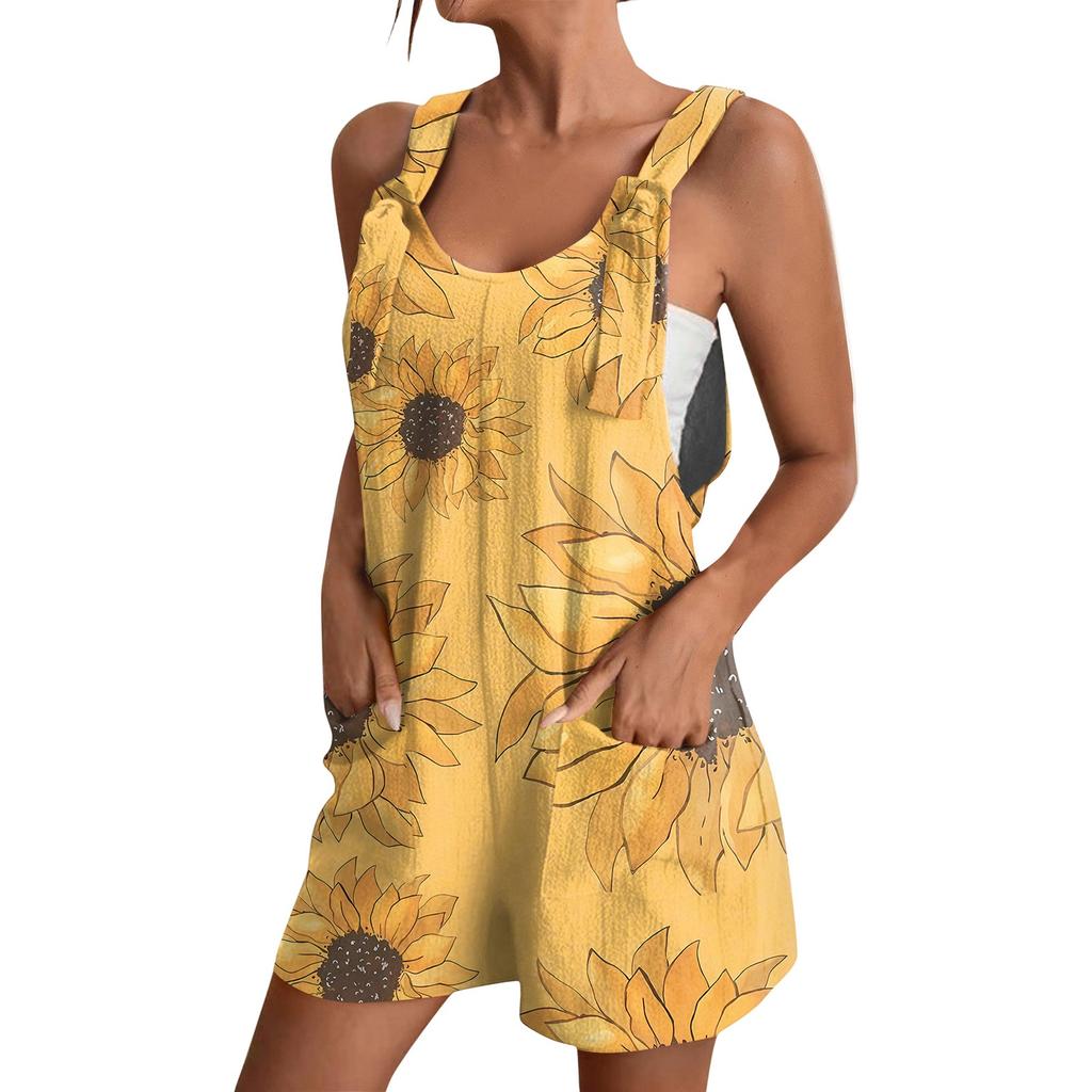 Women's Fashion Floral Print Jumpsuit Casual Jumpsuit Shorts
