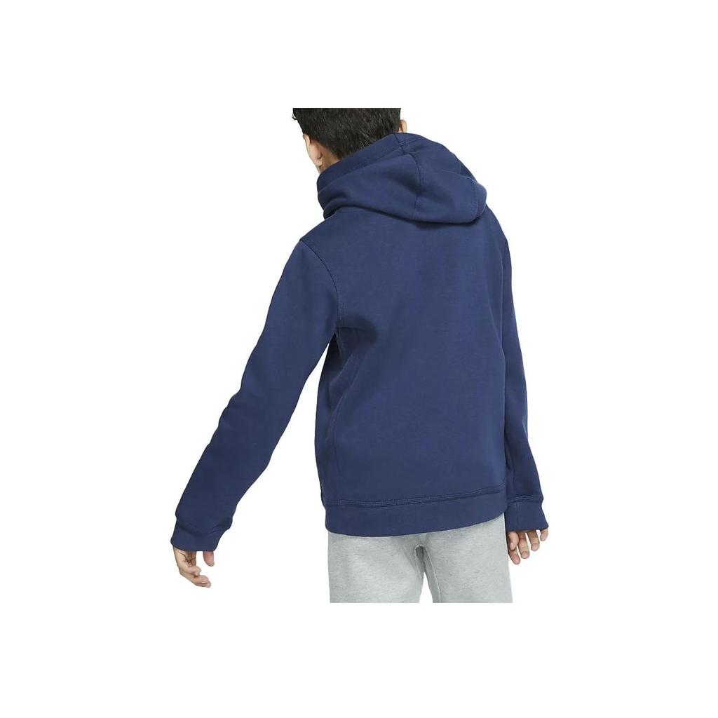 Nike Hoodie Club Sportivo Liso com Logo para Crianças Hoodies Meia-Noite-Azul BV3757-410