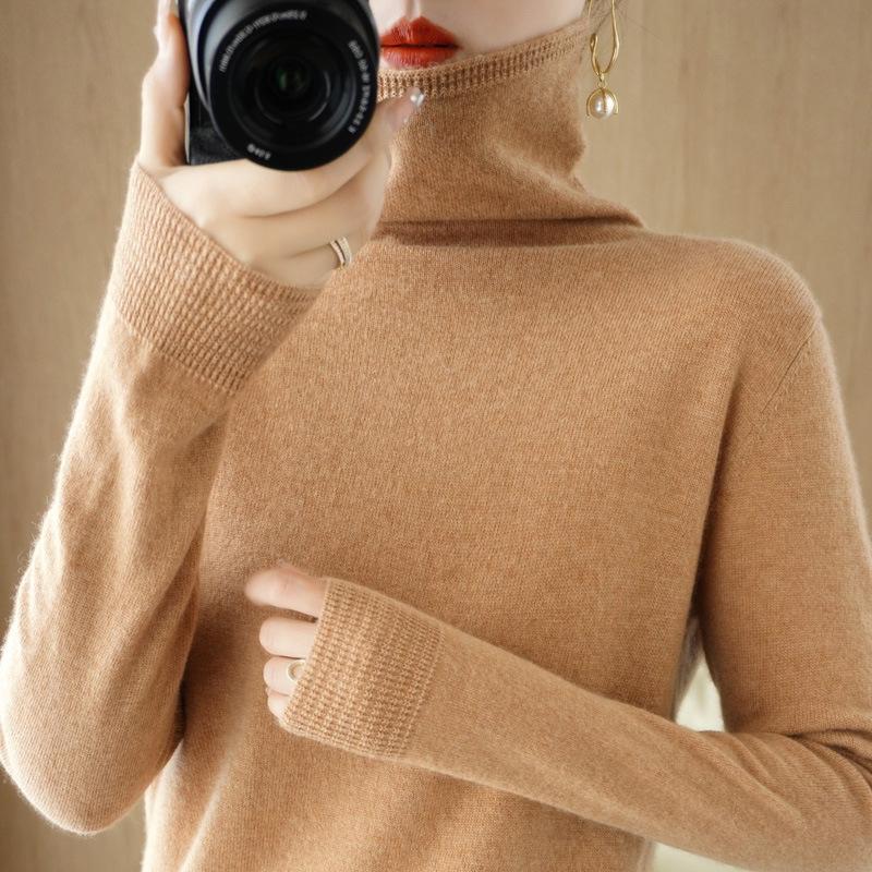 Turtleneck Pullover Fall/winter Cashmere Sweater Women Pure Color Casual Long-sleeved Loose Pullover Bottoming Women's