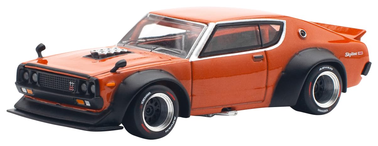 

POP RACE SKYLINE V8 DRIFT ORANGE Finished Product PR640173 1/64 GT-R (KENMERI)
